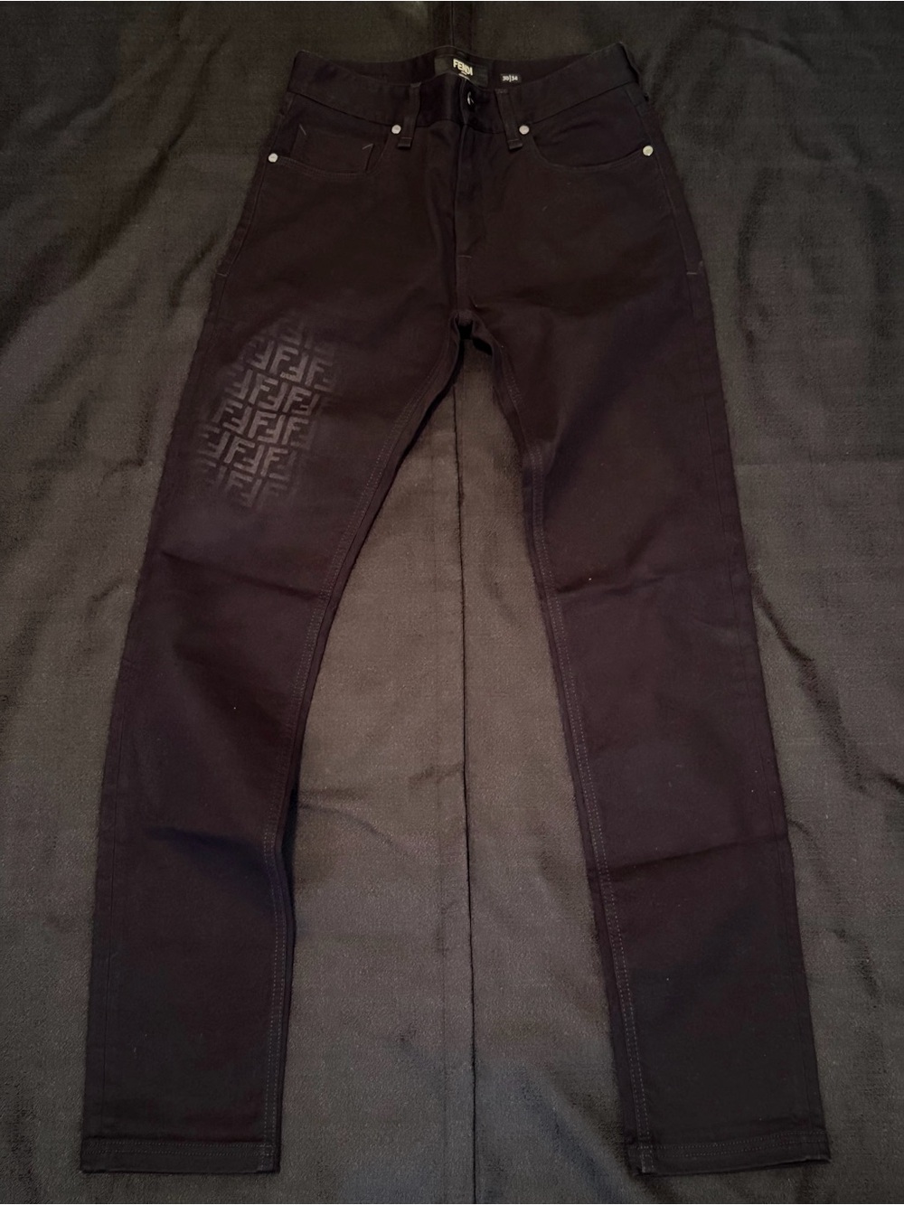 Fendi Men’s Black Logo-Print Slim Jeans